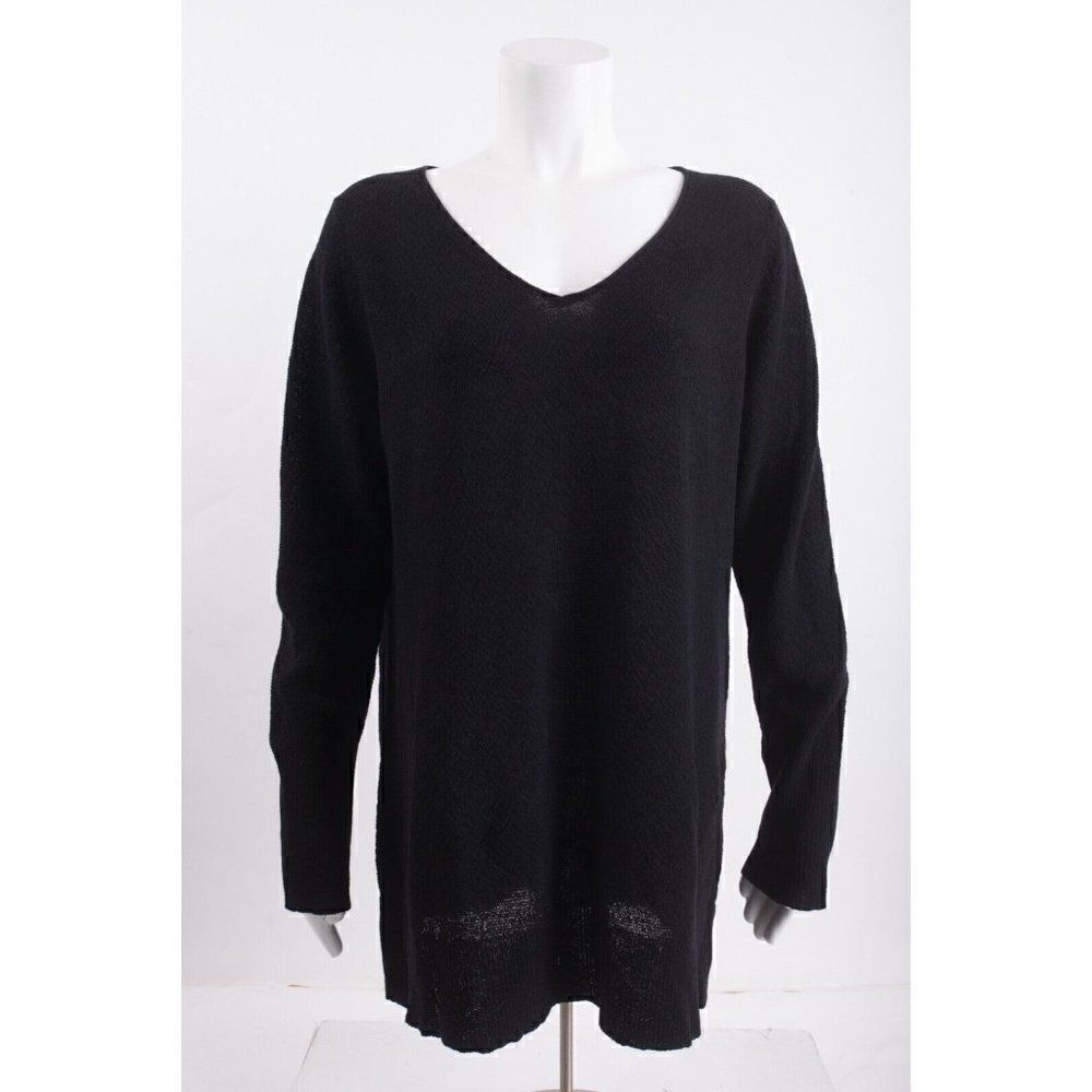 Eileen Fisher Womens Sweater Pullover V-Neck M Medium 100% Wool Italian Yarn